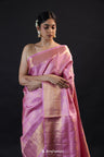 Deep Lilac Kanjivaram Silk Saree With Zari Butti