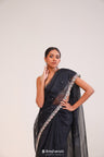 Charcoal Black Tissue Handcrafted Saree