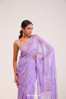 Mauve Purple Organza Handcrafted Saree