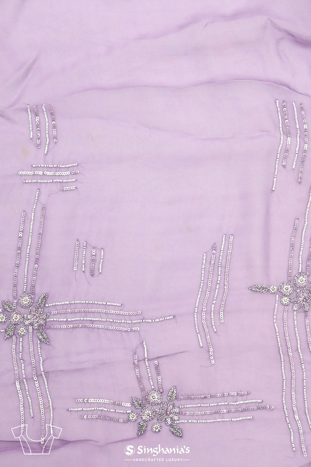 Mauve Purple Organza Handcrafted Saree