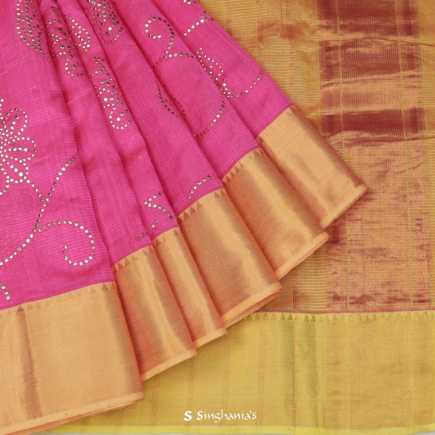 Magenta Rich Pink Silk Saree With Foil Print