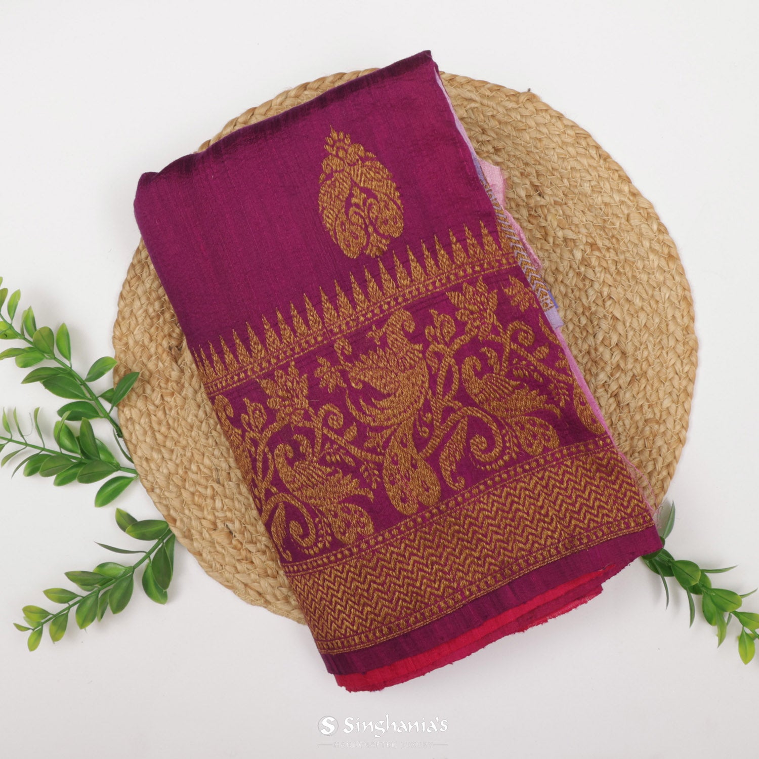 Pinkish Purple Matka Saree With Banarasi Weaving