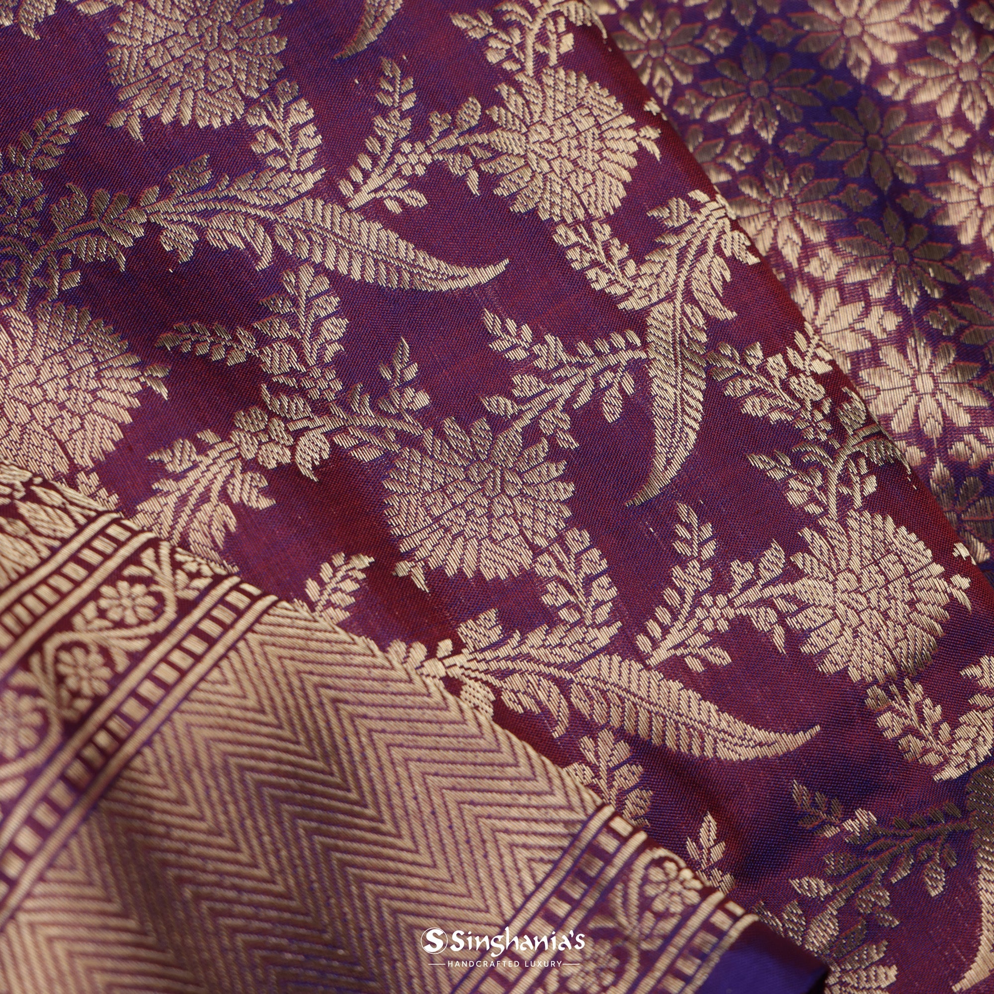 purple banarasi saree