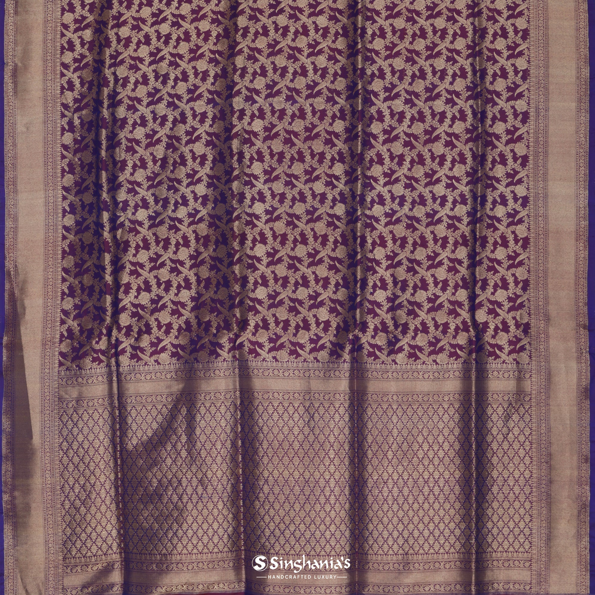 purple banarasi silk saree