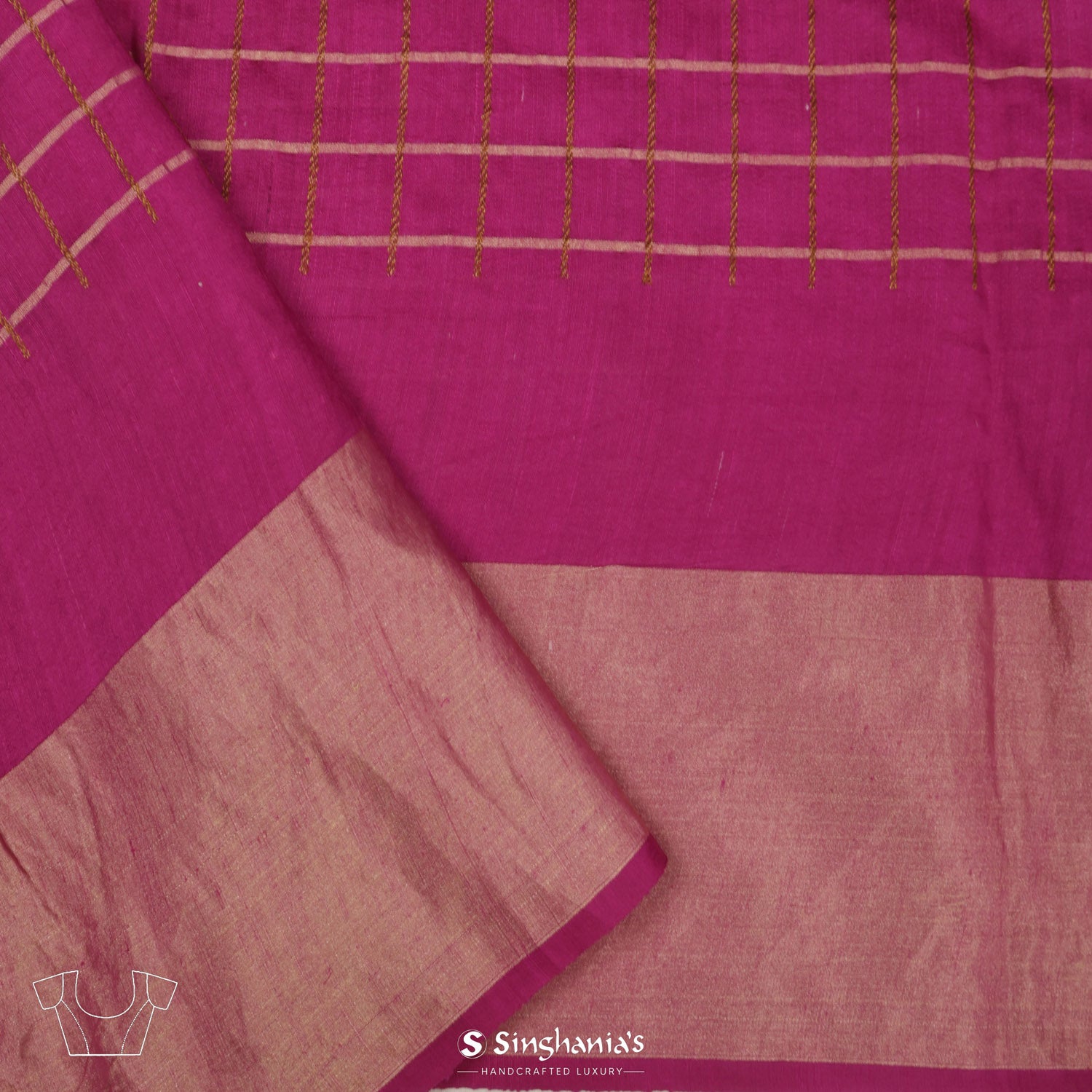 Rani Pink Matka Saree With Banarasi Weaving