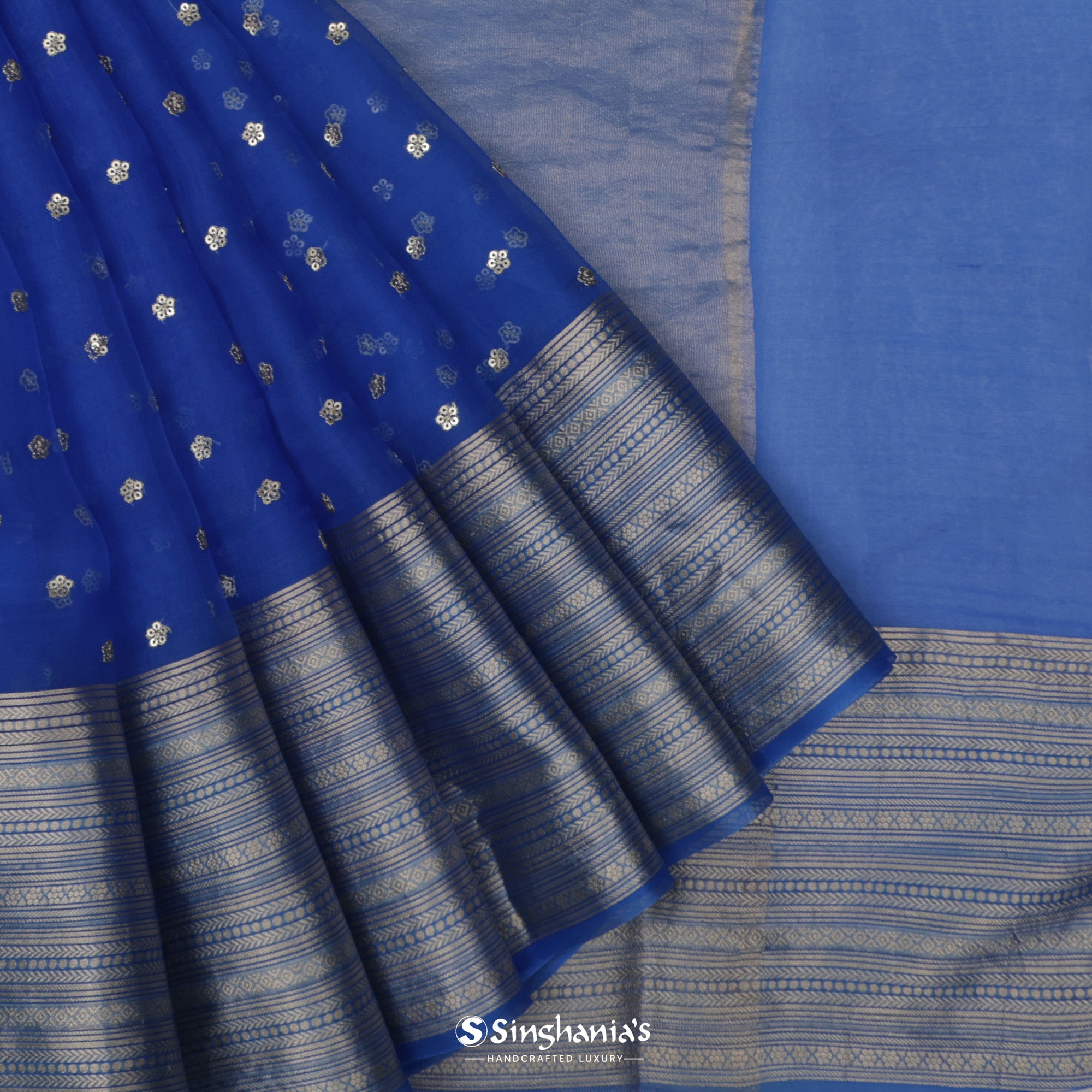 Resolution Blue Organza Saree With Embroidery