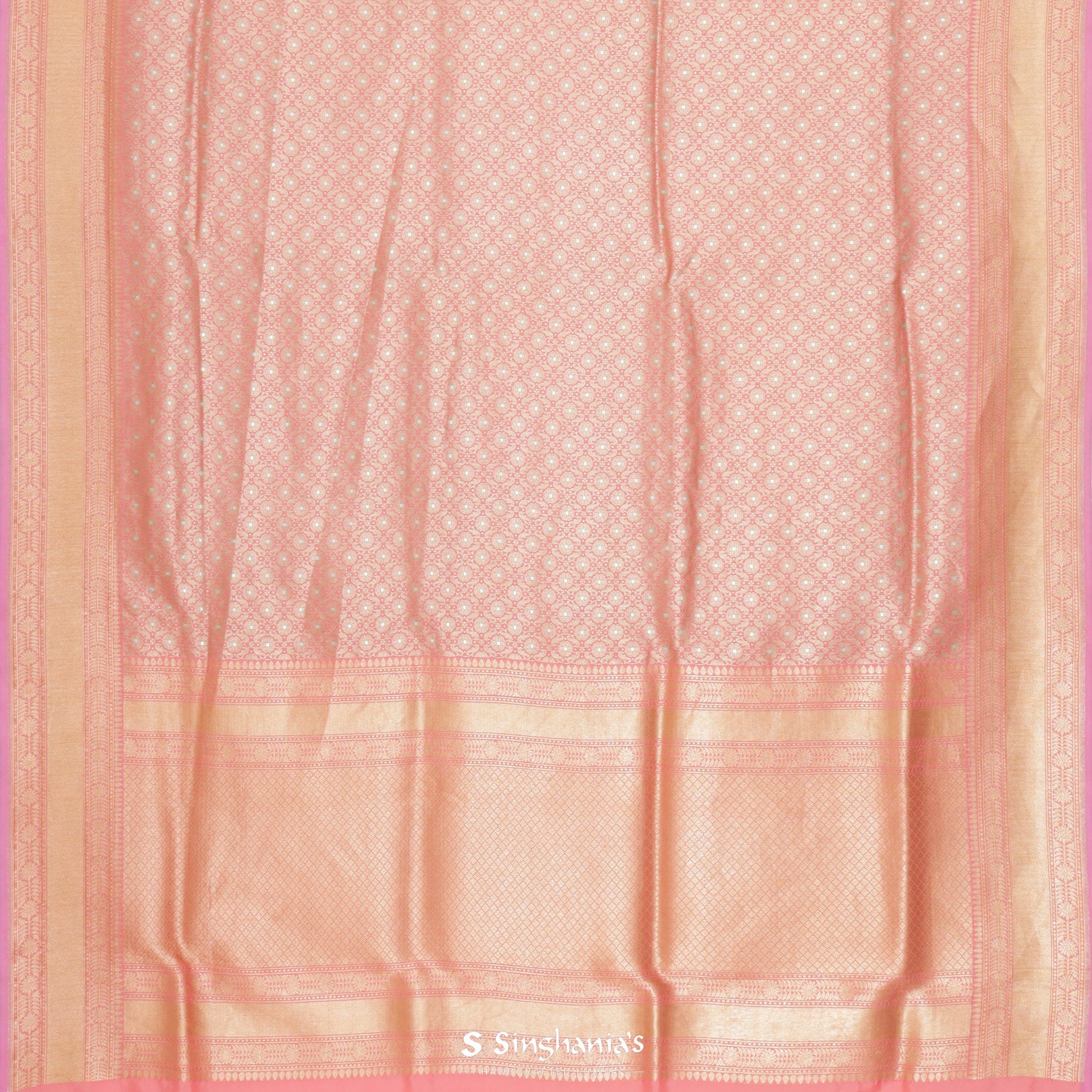 Peach Pink Silk Saree With Banarasi Weaving