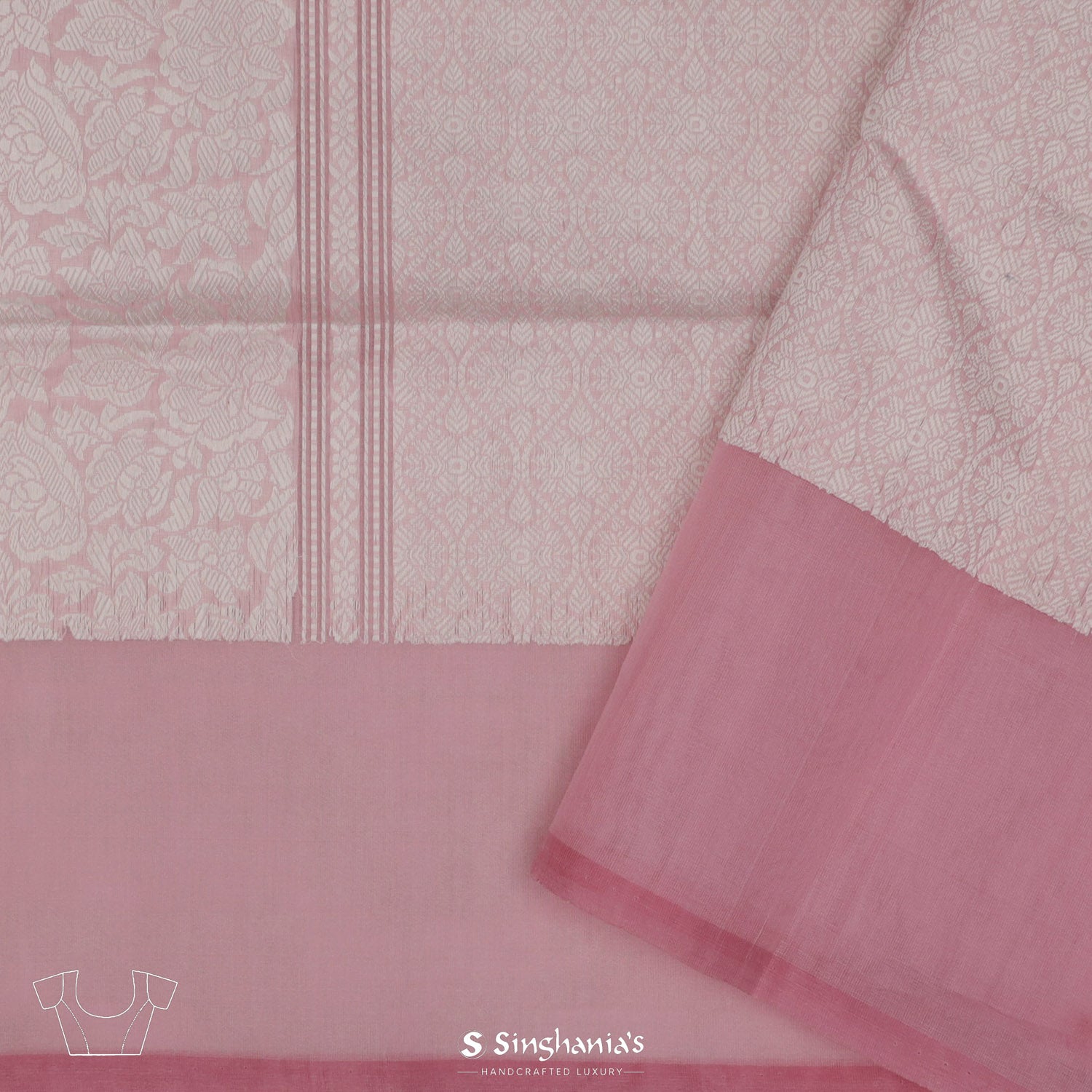 Valentine Pink Organza Saree With Banarasi Weaving