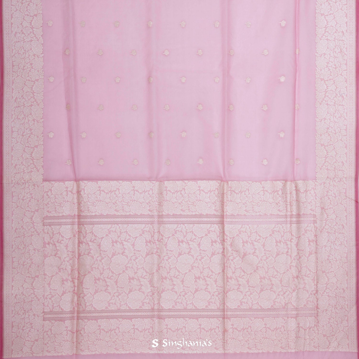 Valentine Pink Organza Saree With Banarasi Weaving