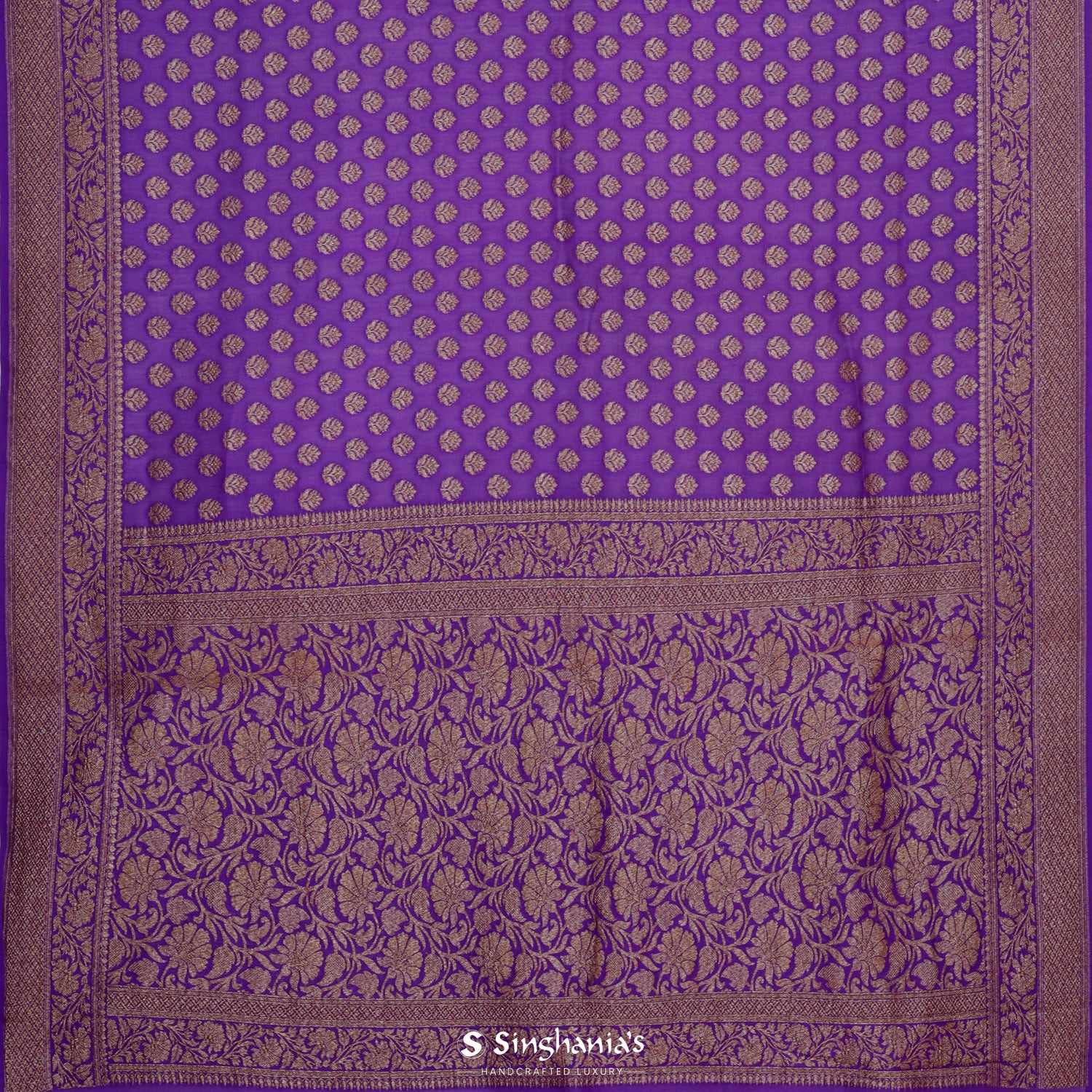 Tacao Purple Moonga Saree With Banarasi Weaving