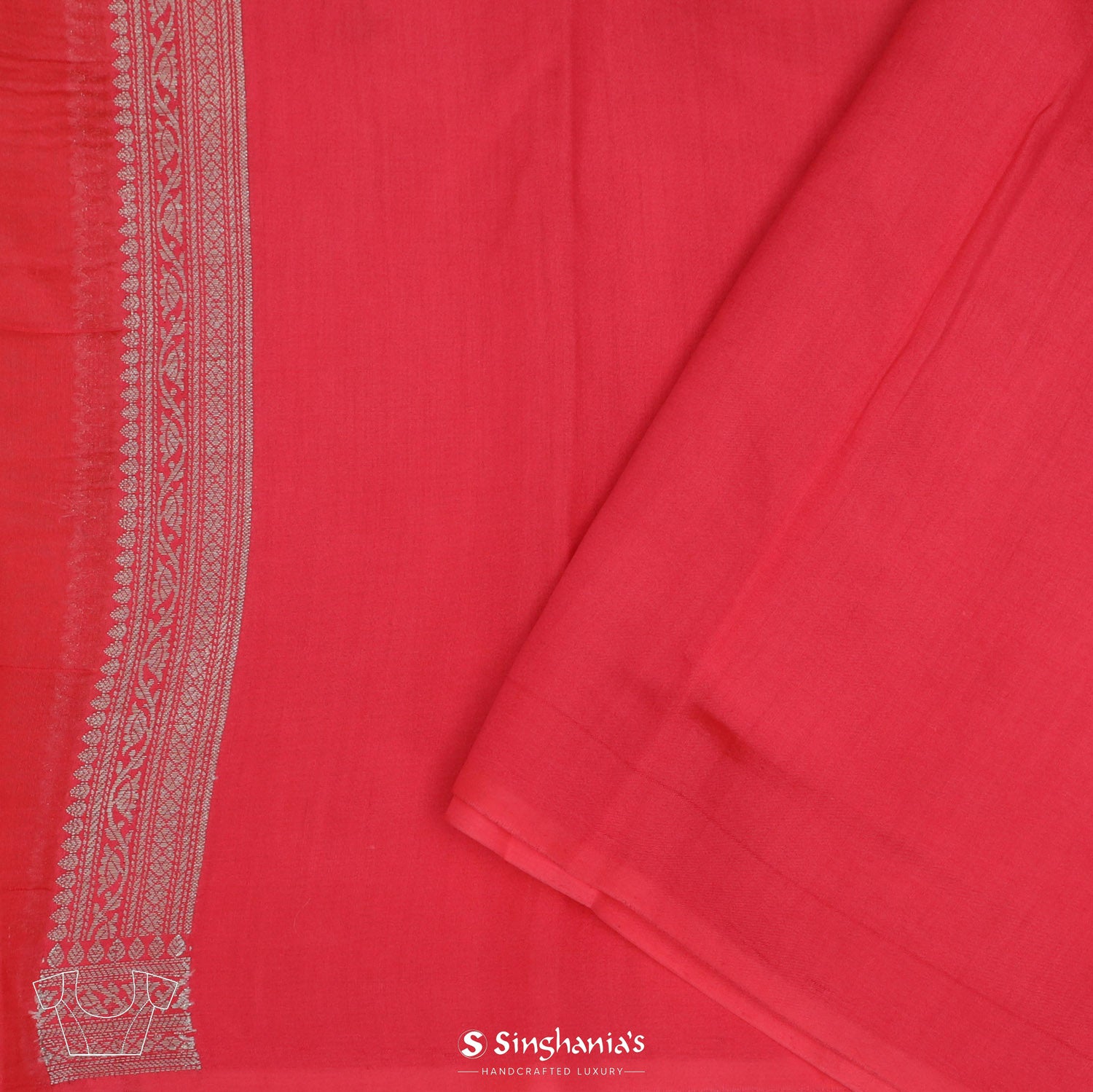 Jasper Red Organza Saree With Banarasi Weaving