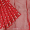 Jasper Red Organza Saree With Banarasi Weaving