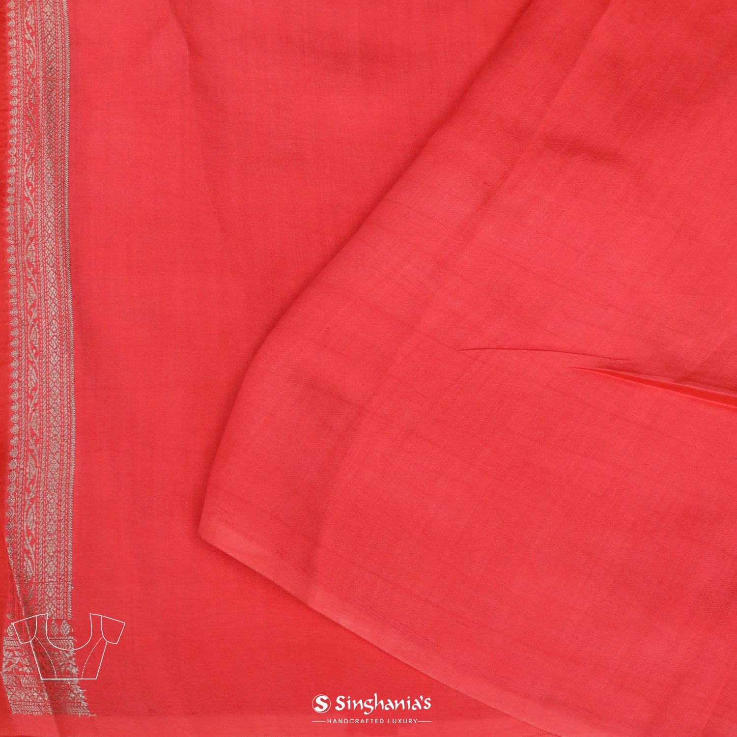 True Red Organza Saree With Banarasi Weaving
