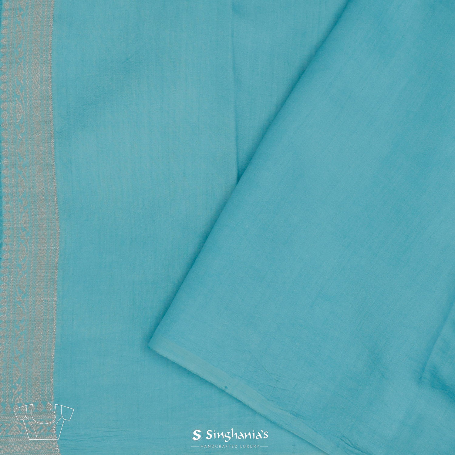 Aquamarine Blue Organza Saree With Banarasi Weaving