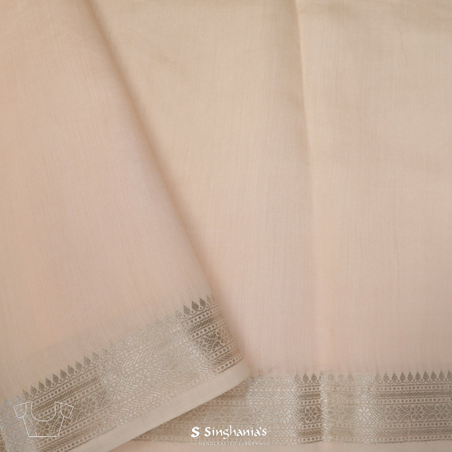 Apricot Cream Organza Saree With Banarasi Weaving