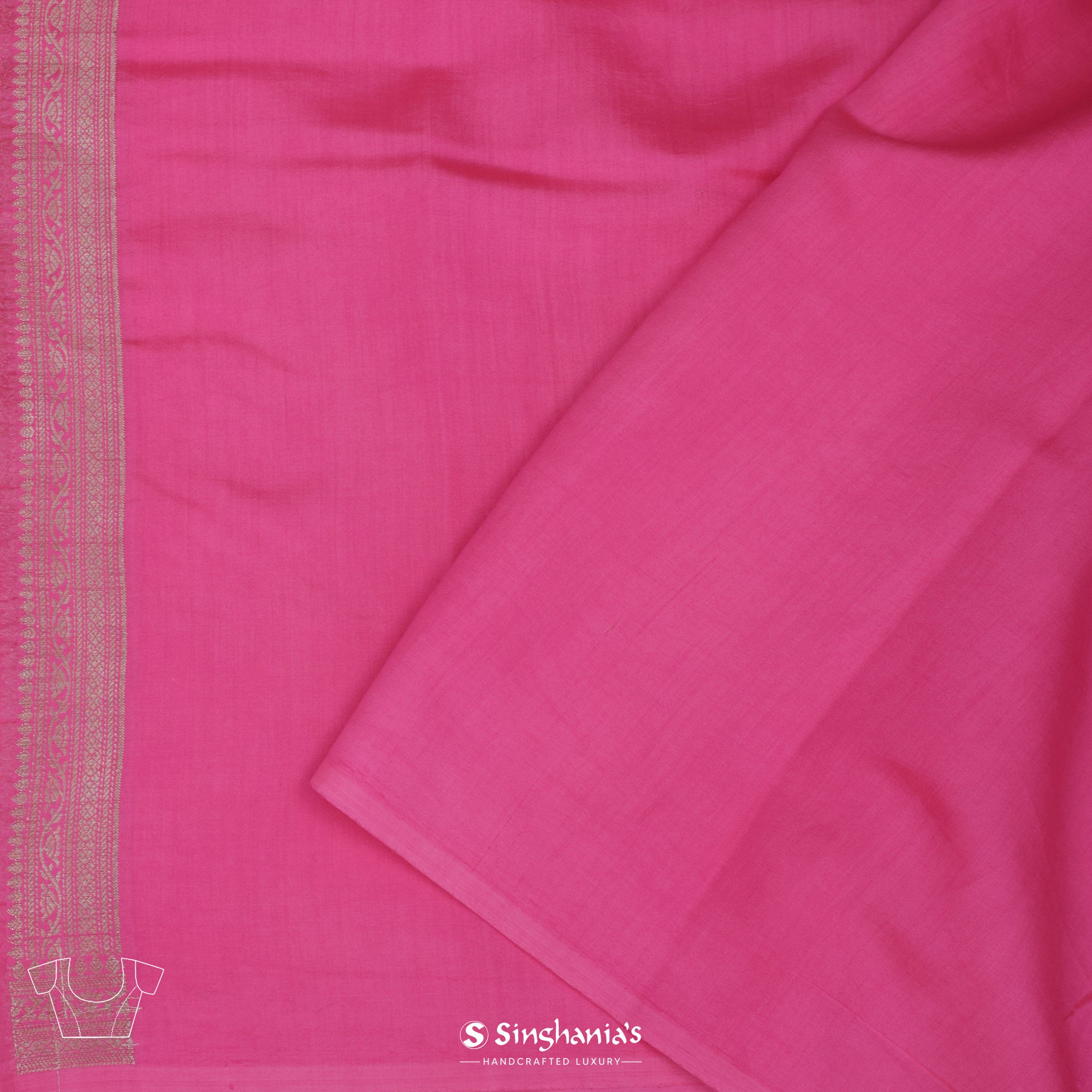 French Pink Organza Saree With Banarasi Weaving