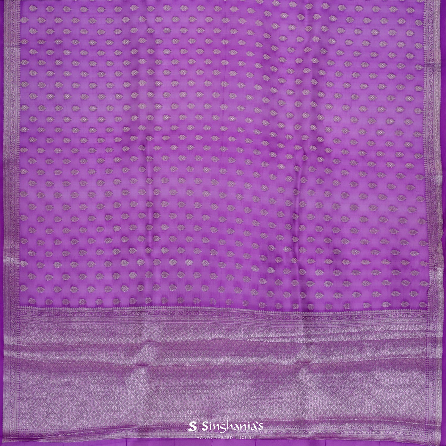 Dark Violet Organza Saree With Banarasi Weaving