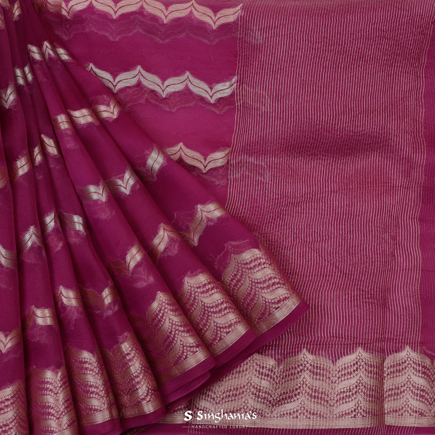 Mulberry Organza Saree With Banarasi Weaving