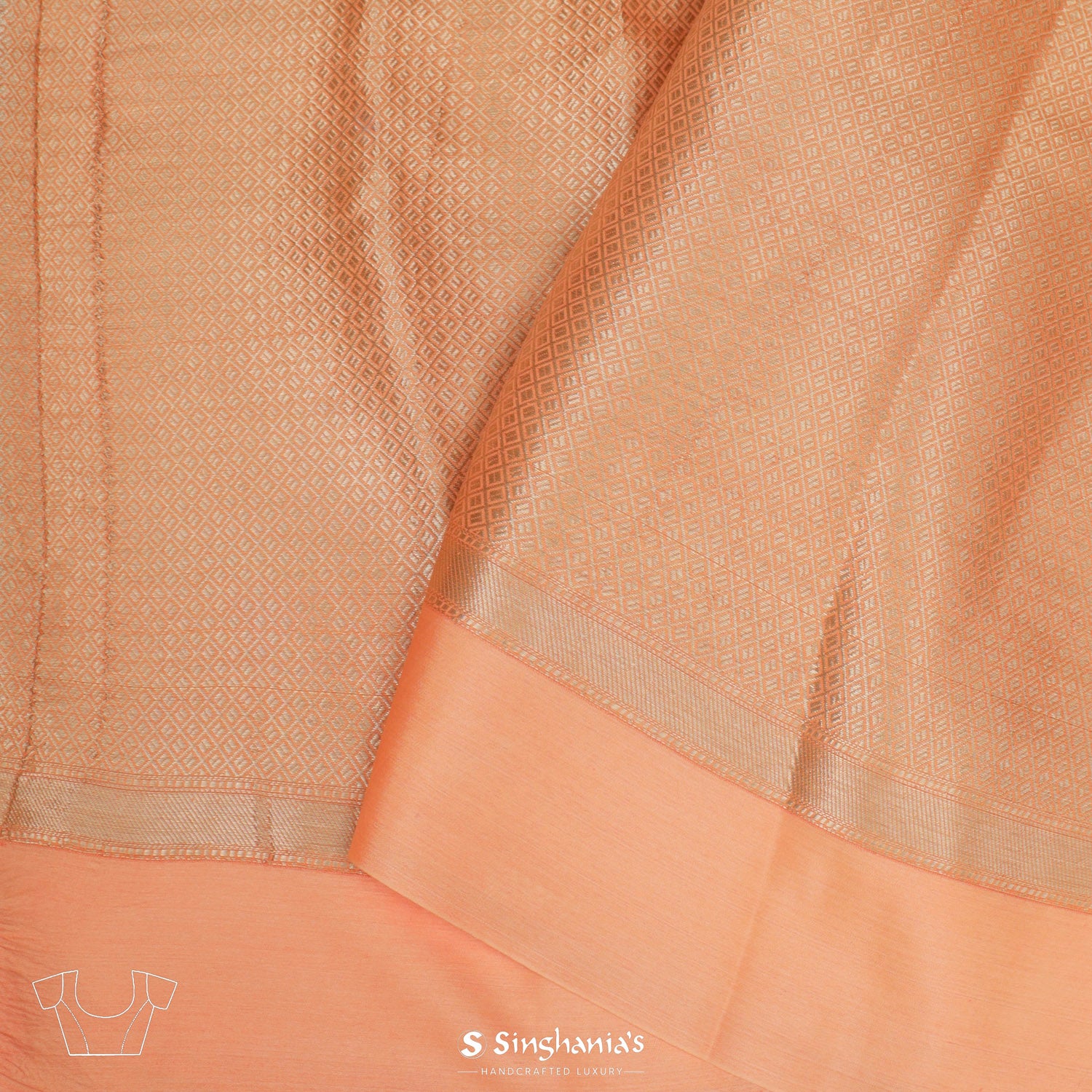 Pumpkin Orange Banarasi Saree With Zari Weaving
