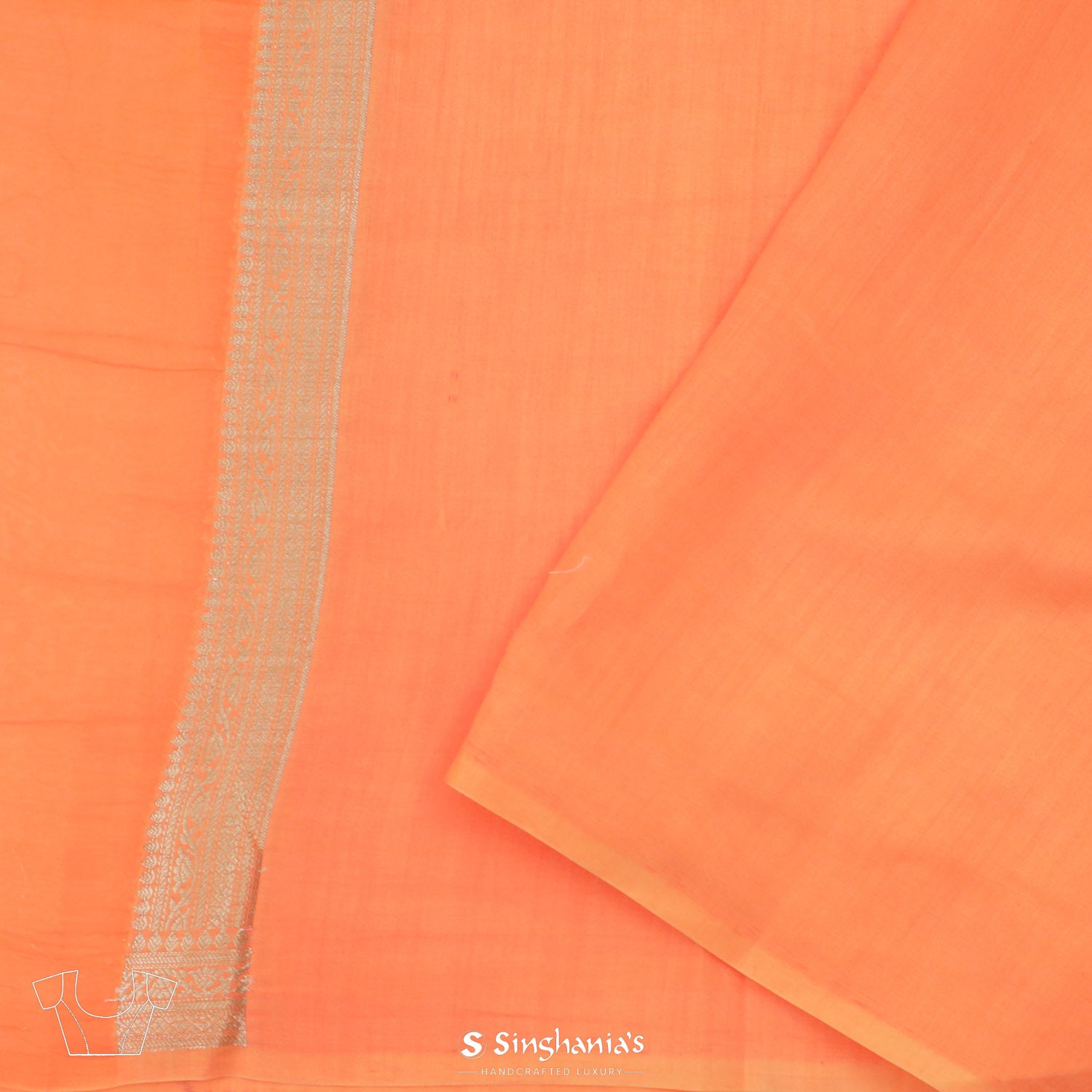 Bright Orange Organza Saree With Banarasi Weaving