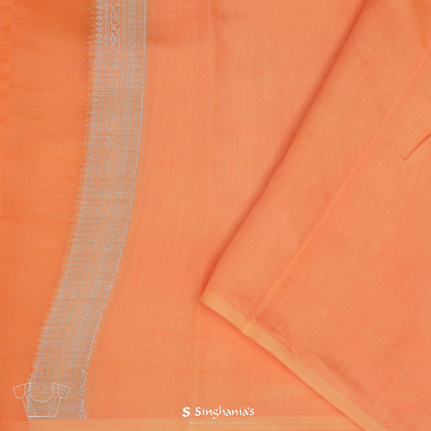 Hot Orange Organza Saree With Banarasi Weaving