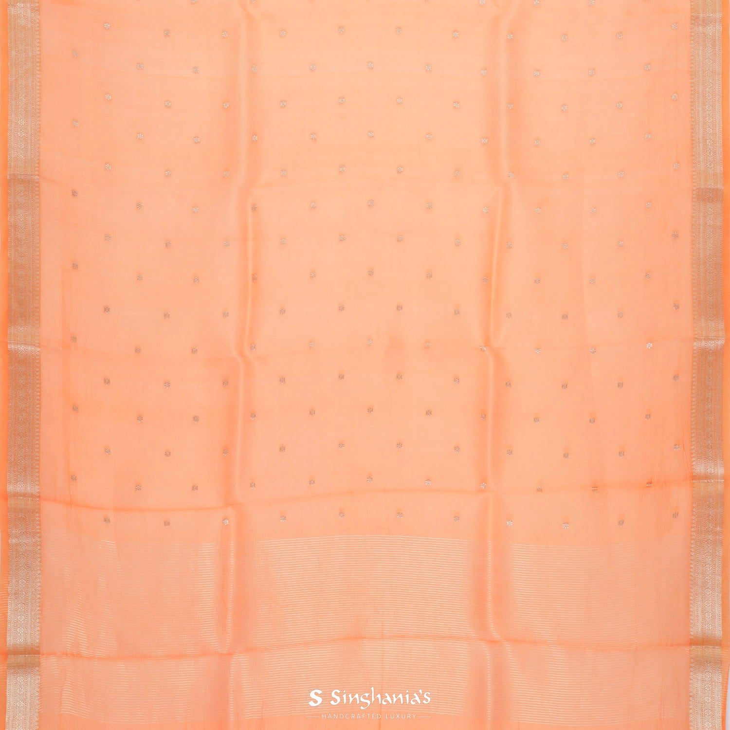 Spanish Orange Organza Saree With Banarasi Weaving