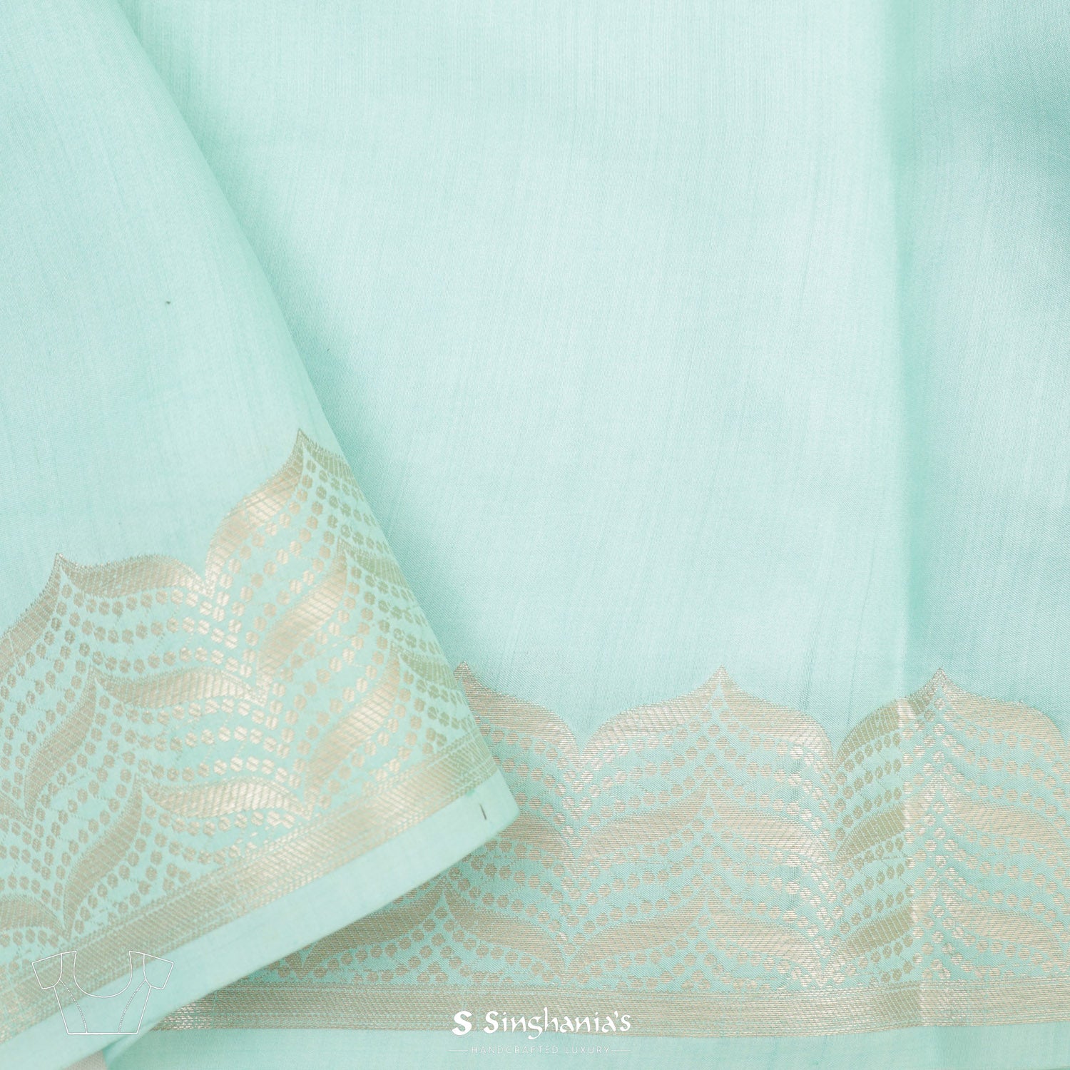 Ocean Blue Organza Saree With Banarasi Weaving