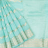 Ocean Blue Organza Saree With Banarasi Weaving