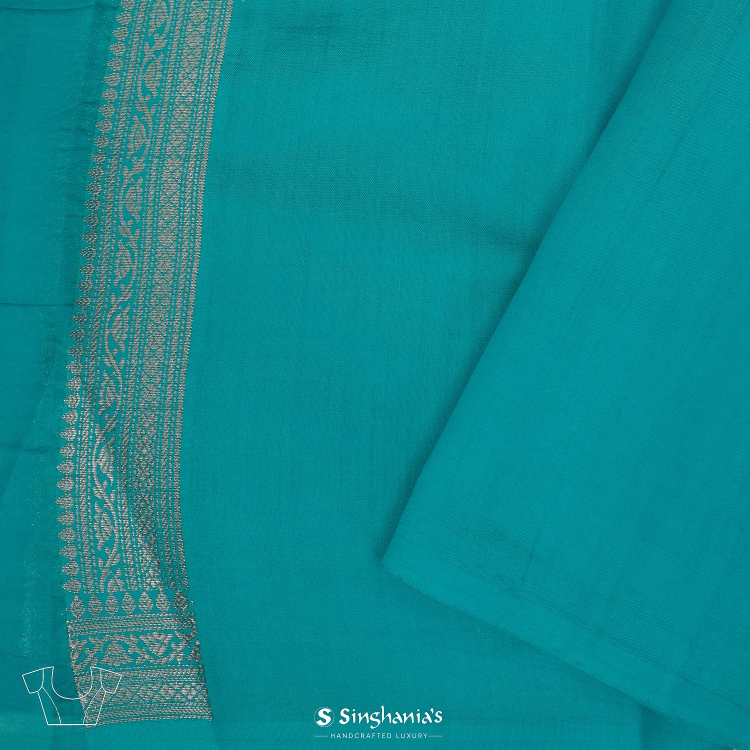 Turkish Blue Organza Saree With Banarasi Weaving