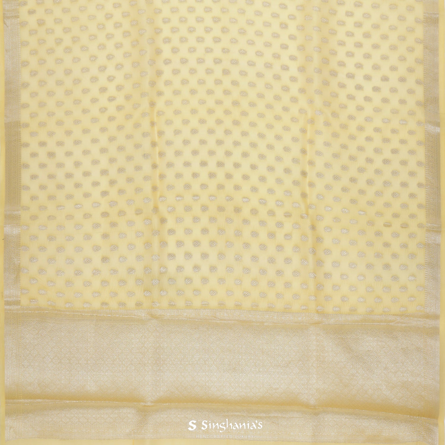 Royal Yellow Organza Saree With Banarasi Weaving