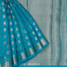 Ocean Themed Blue Organza Saree With Banarasi Weaving