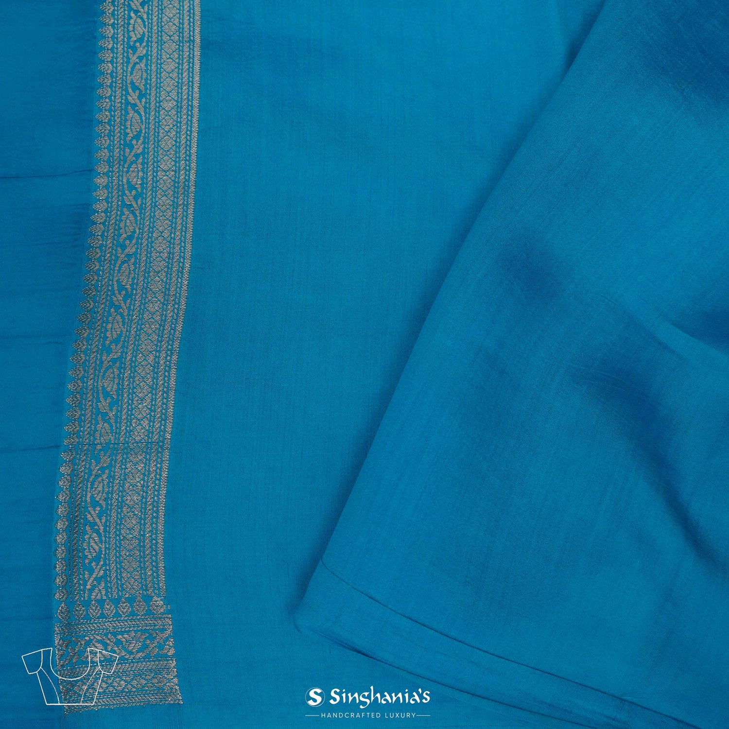 Carolina Blue Organza Saree With Banarasi Weaving