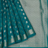Dolphins Aqua Blue Organza Saree With Banarasi Weaving