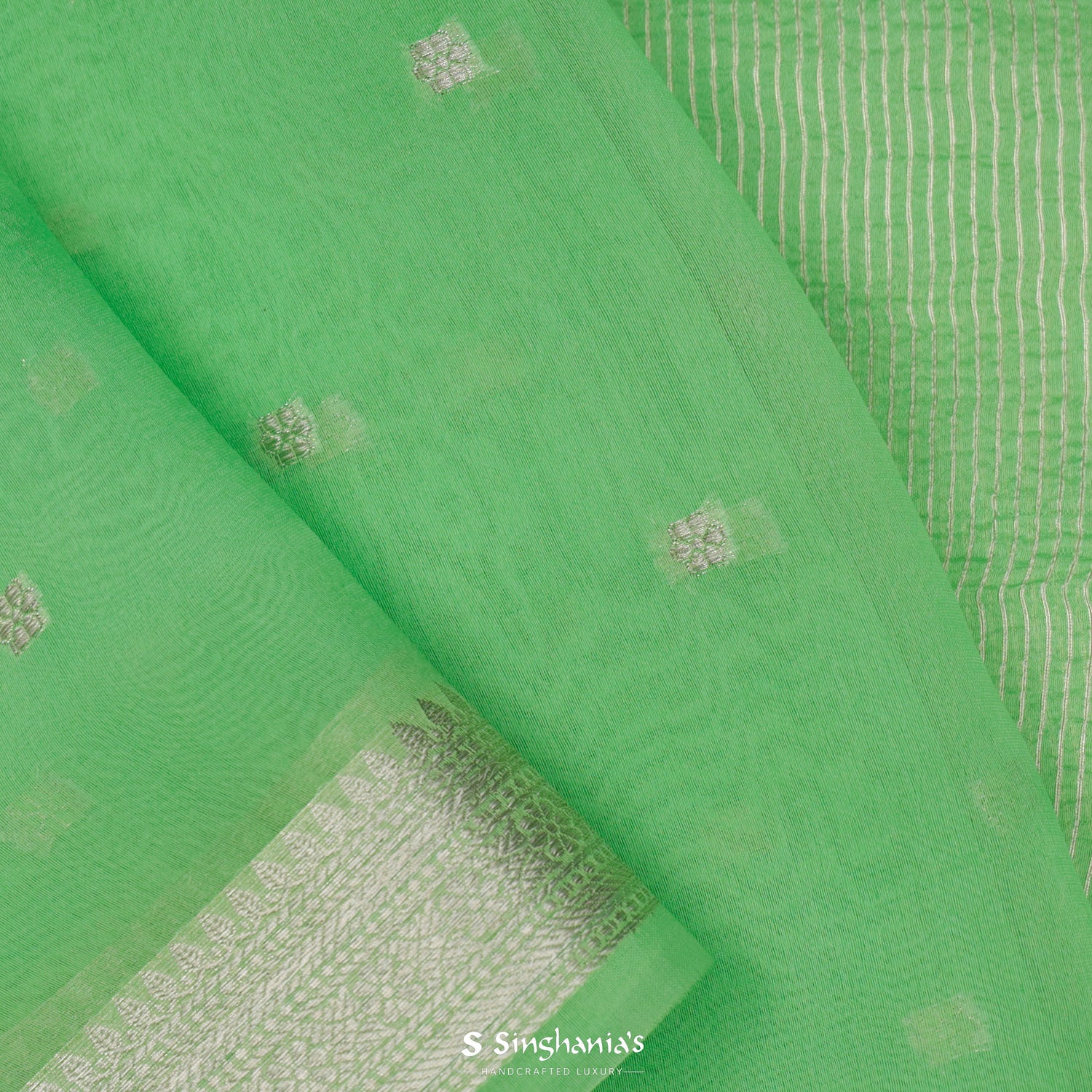 Chateau Green Organza Saree With Banarasi Weaving