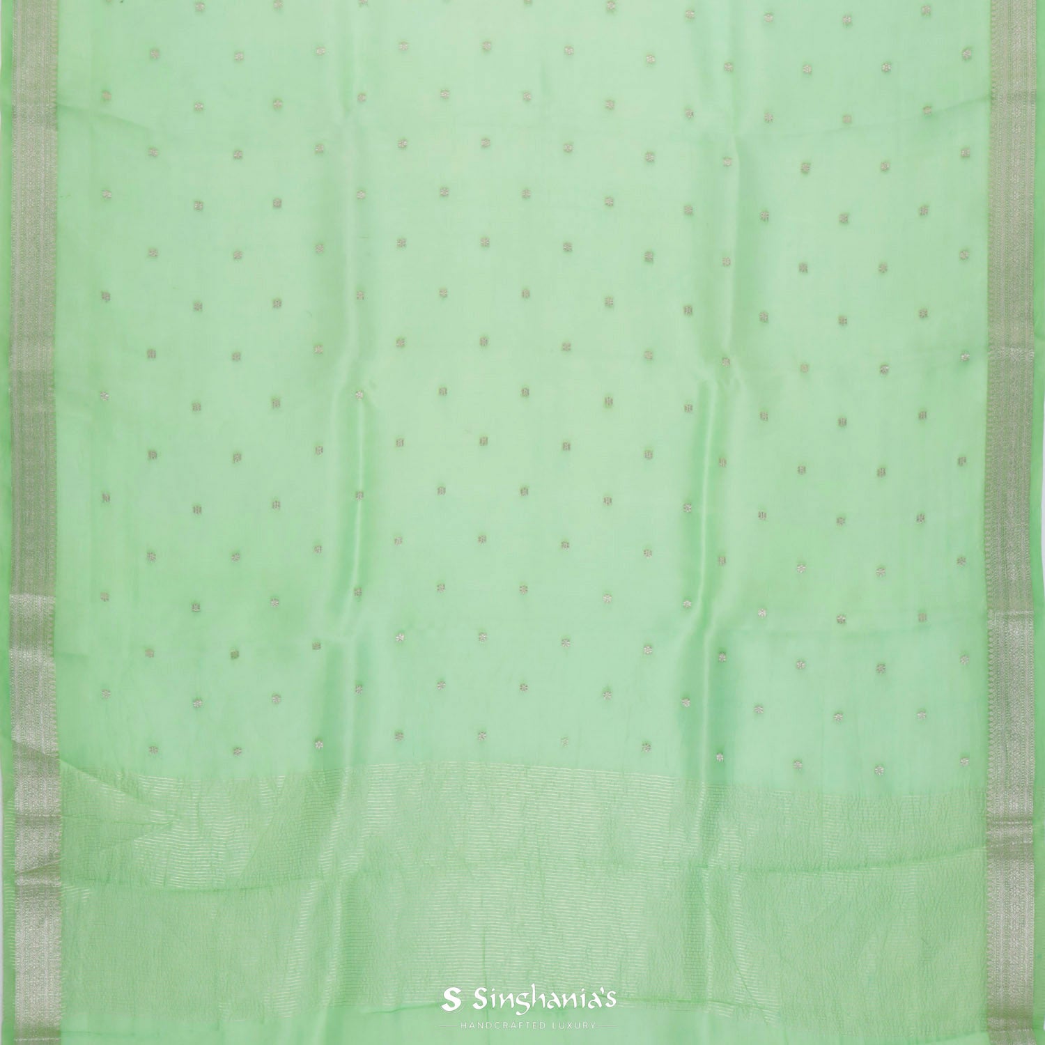 Chateau Green Organza Saree With Banarasi Weaving