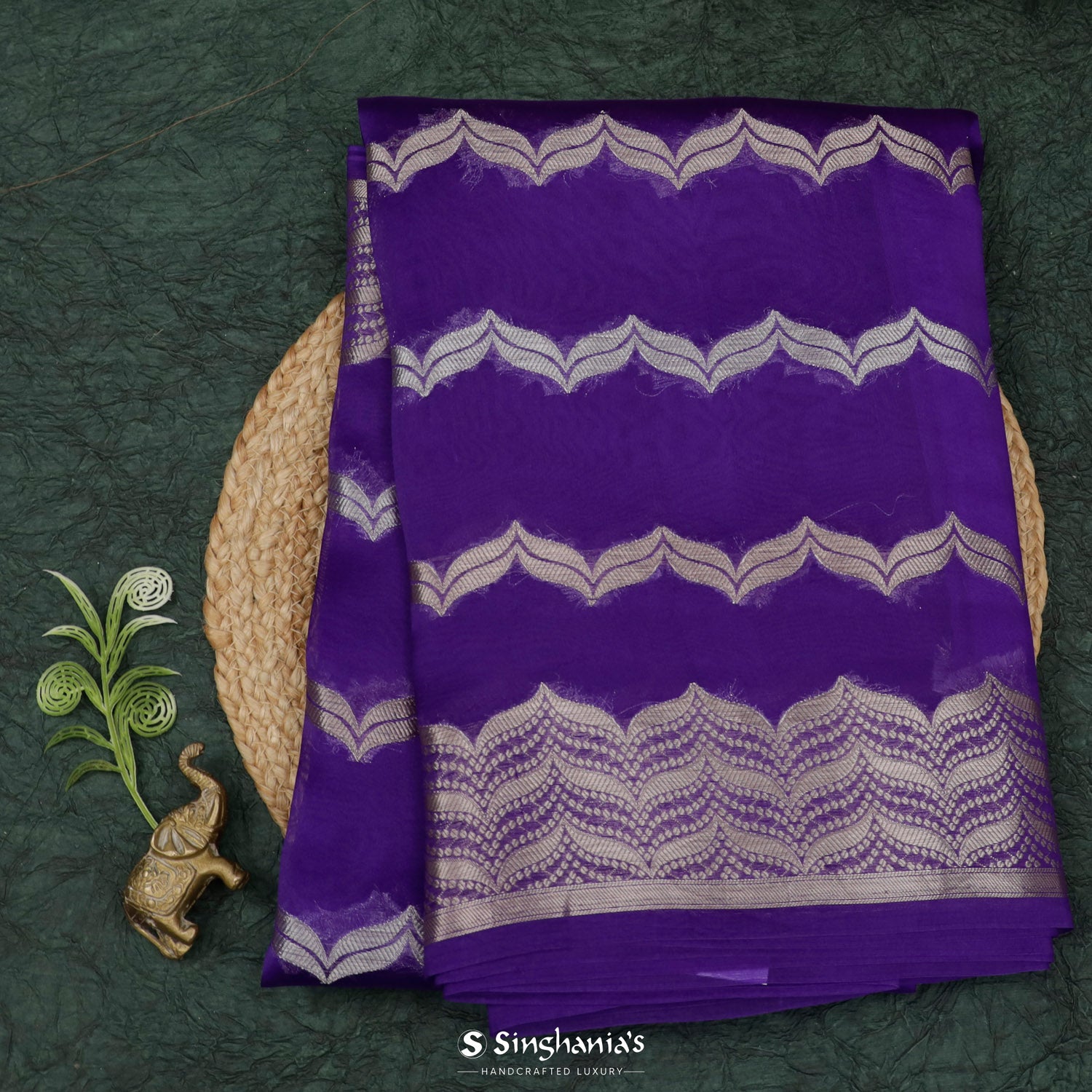 True Purple Organza Saree With Banarasi Weaving