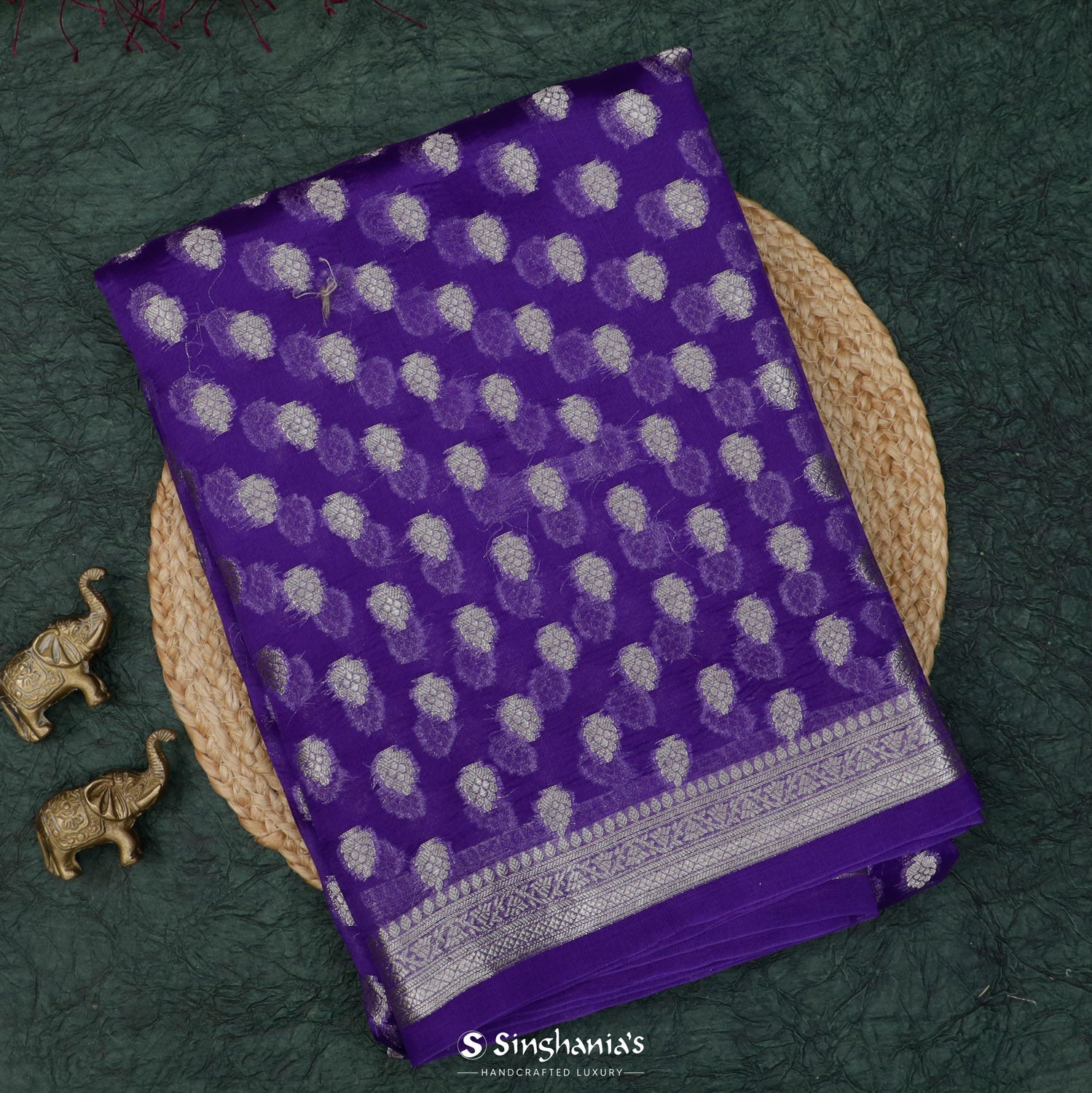 True Purple Organza Saree With Banarasi Weaving