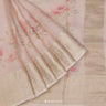 Coral Cream Printed Maheshwari Saree With Floral Pattern