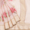 Blush Cream Pink Printed Maheshwari Saree With Floral Pattern