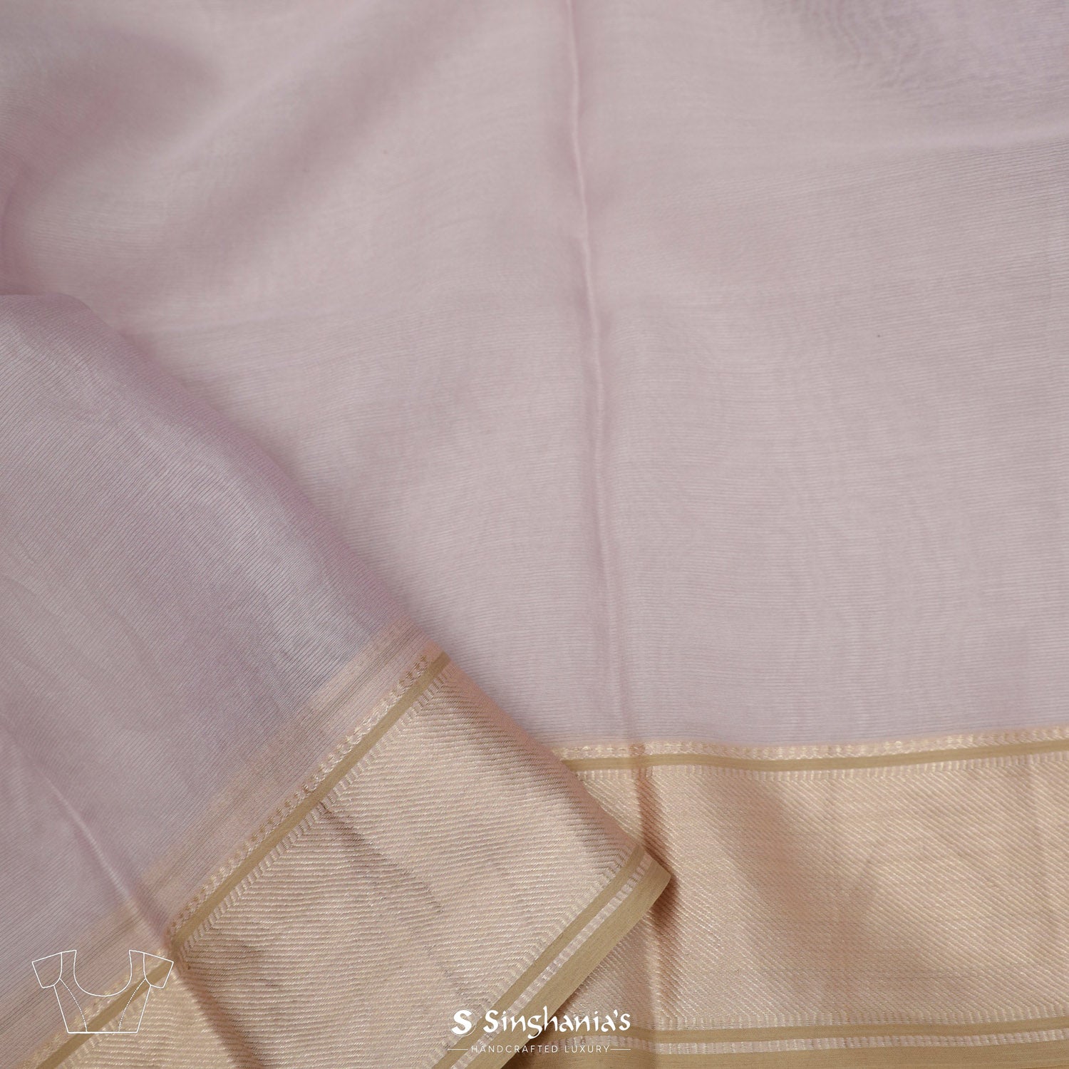 Lace Pink Printed Maheshwari Saree With Floral Pattern