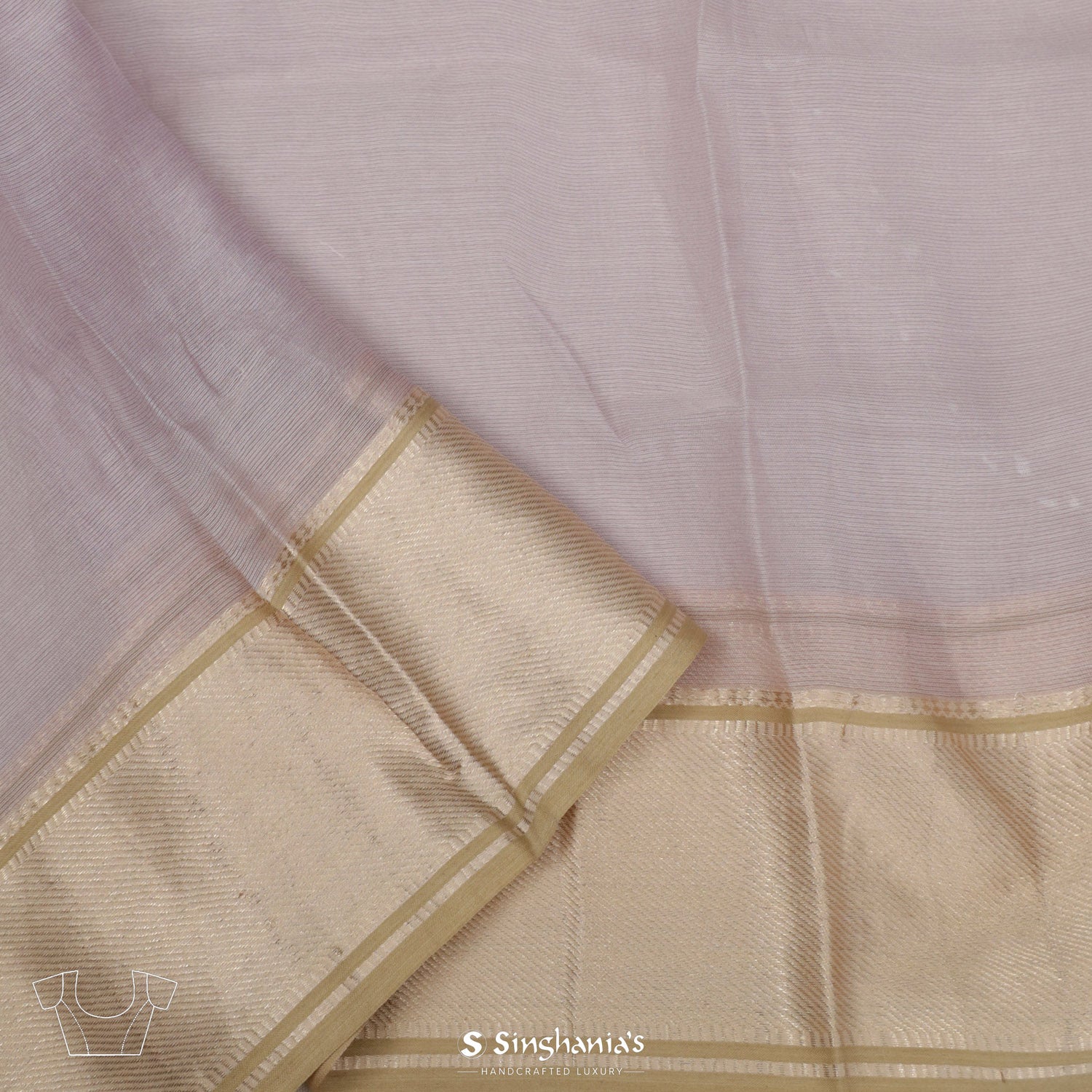 Pale Purple Printed Maheshwari Saree With Floral Pattern