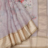 Pale Purple Printed Maheshwari Saree With Floral Pattern