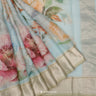 Beau Blue Printed Maheshwari Saree With Floral Pattern