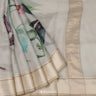 Silver Gray Printed Maheshwari Saree With Floral Pattern