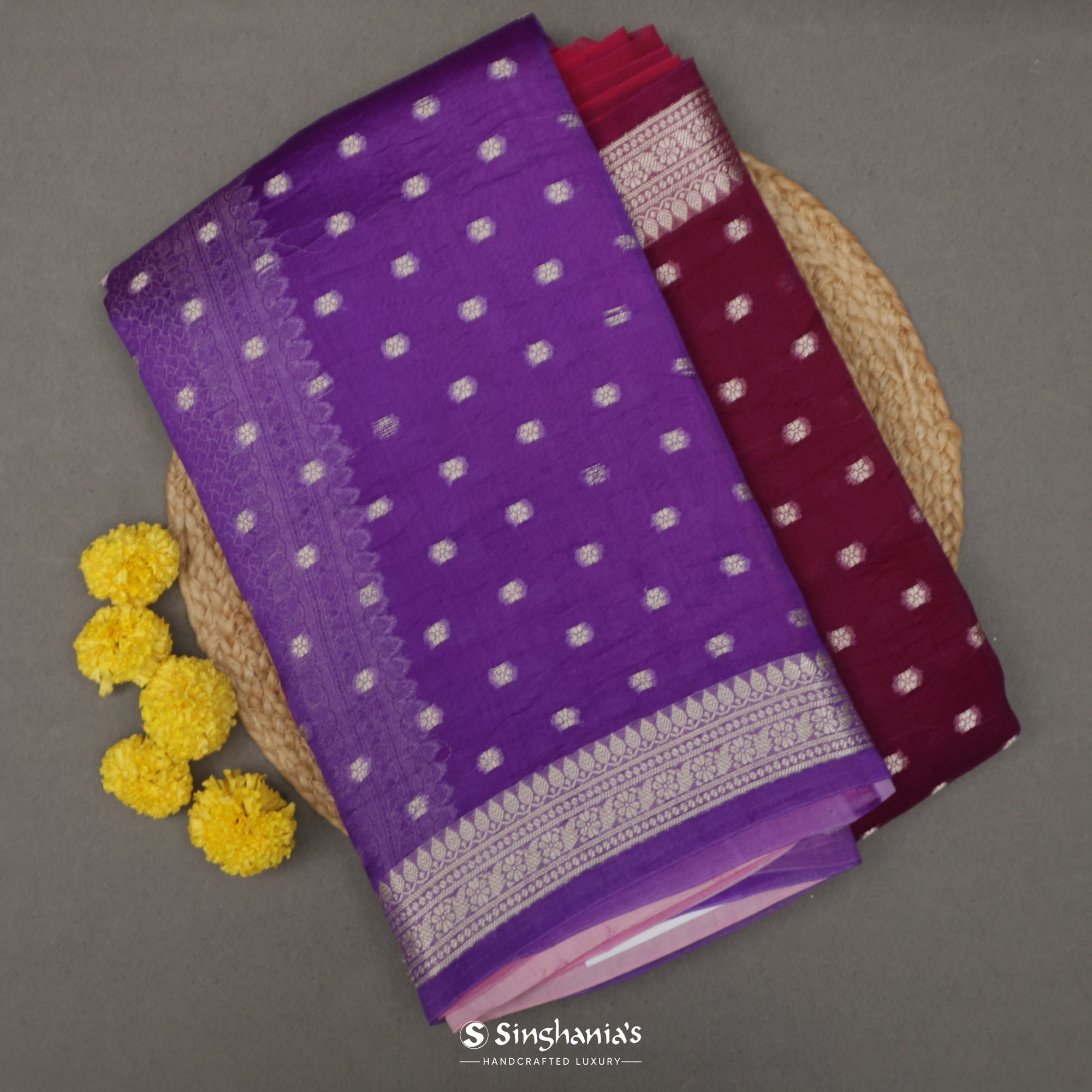 Pink Multshade Organza Saree With Banarasi Weaving