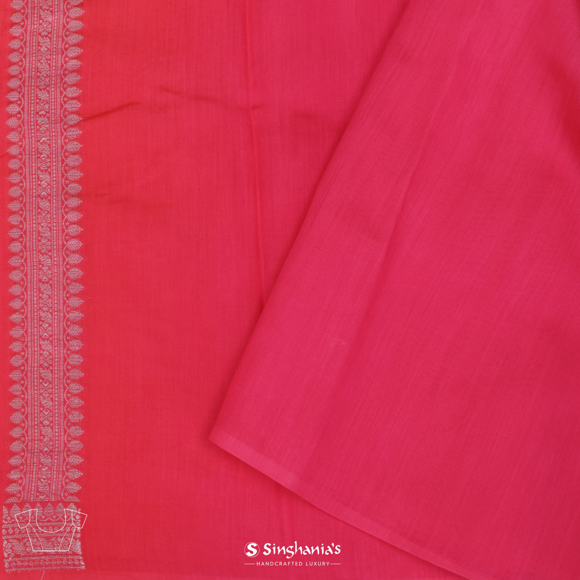 Munsell Red Organza Saree With Banarasi Weaving