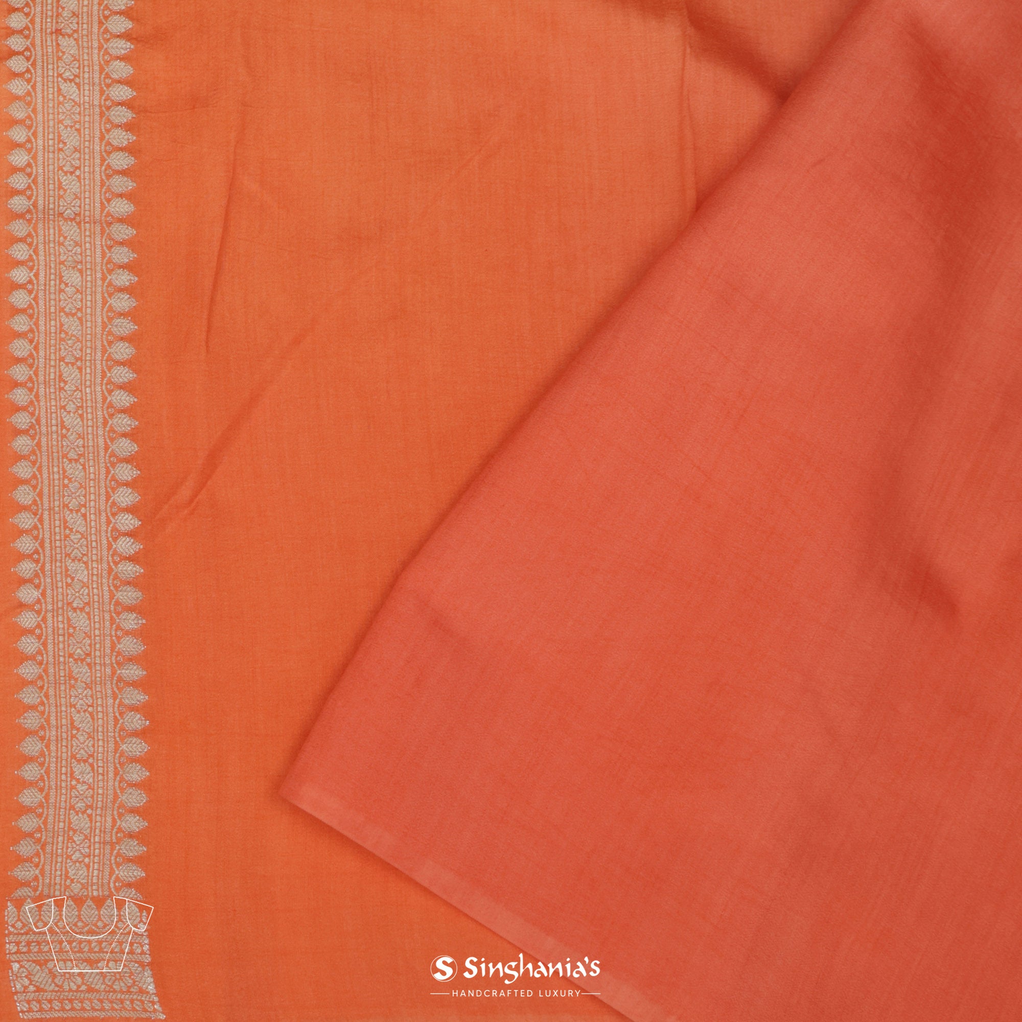 Orioles Orange Organza Saree With Banarasi Weaving