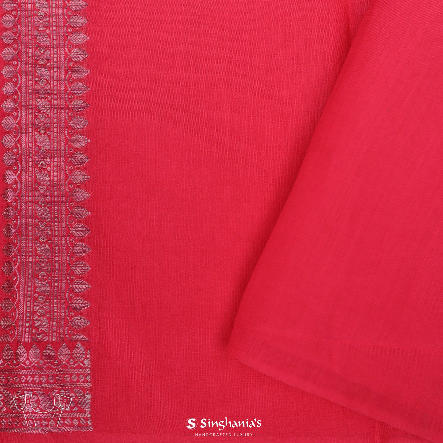 Watermelon Pink Organza Saree With Floral Banarasi Buttis