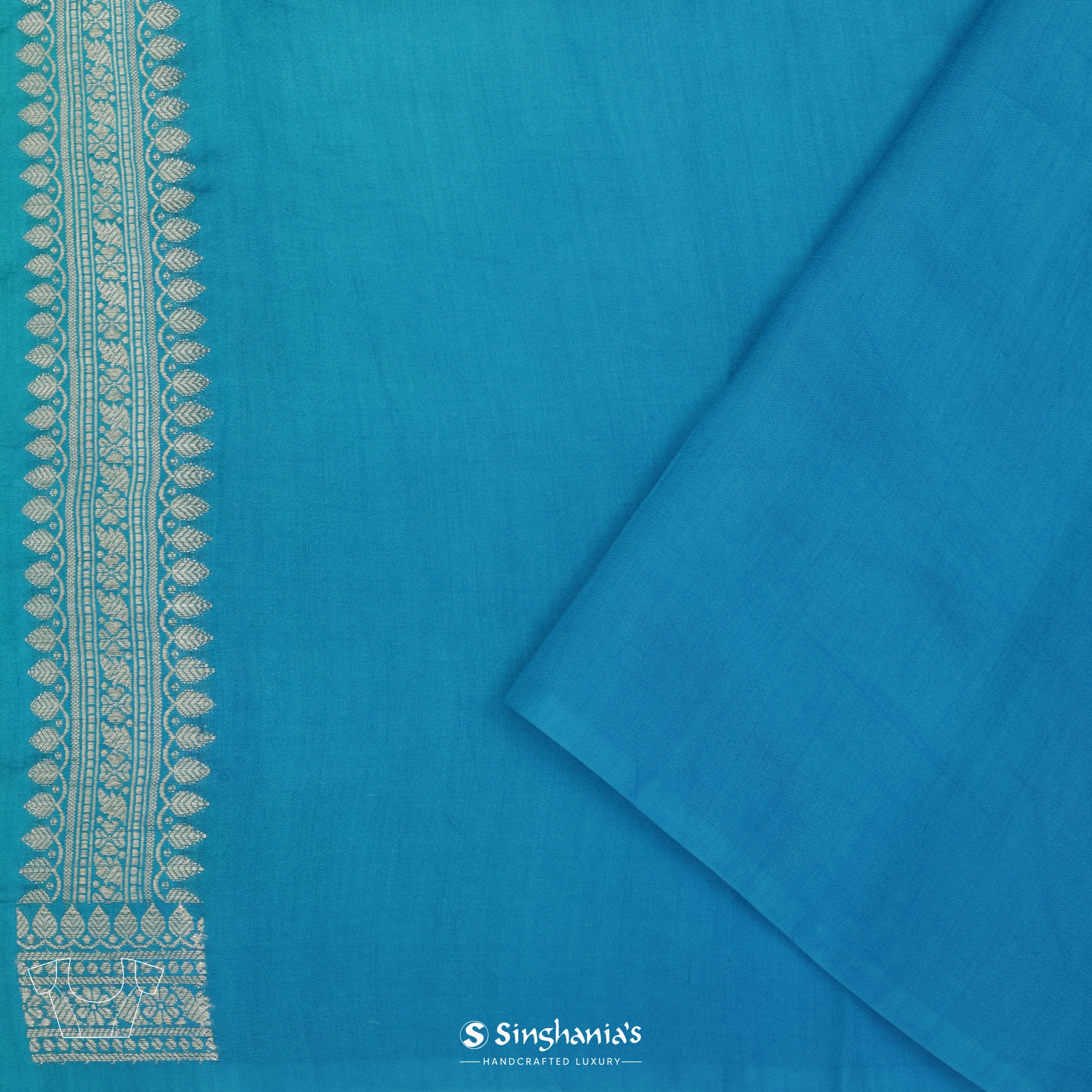 Blue Multi-Shade Organza Saree With Banarasi Weaving