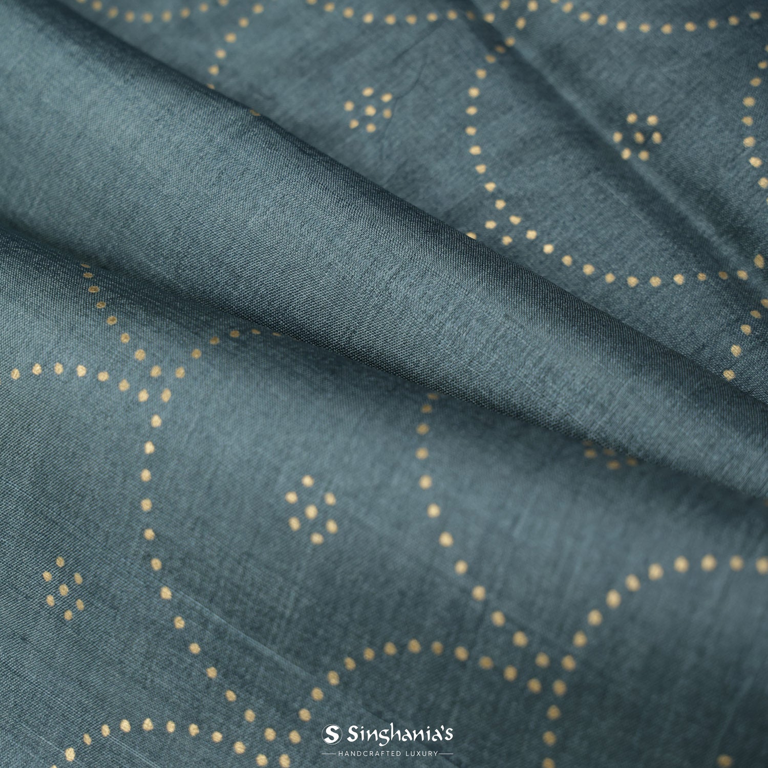 Stone Blue Tussar Saree With Mukaish Work